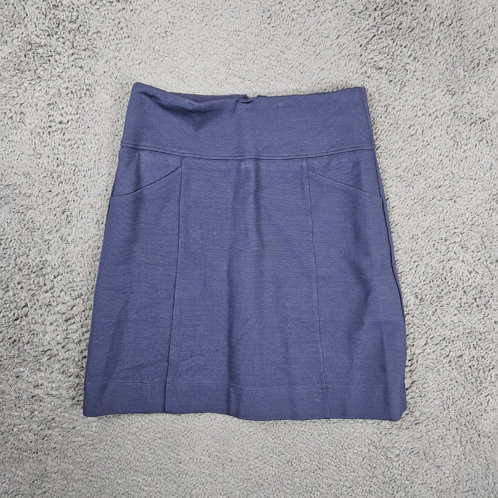 Maeve Anthropologie Navy Blue Textured Knit Mini Skirt Pockets Small